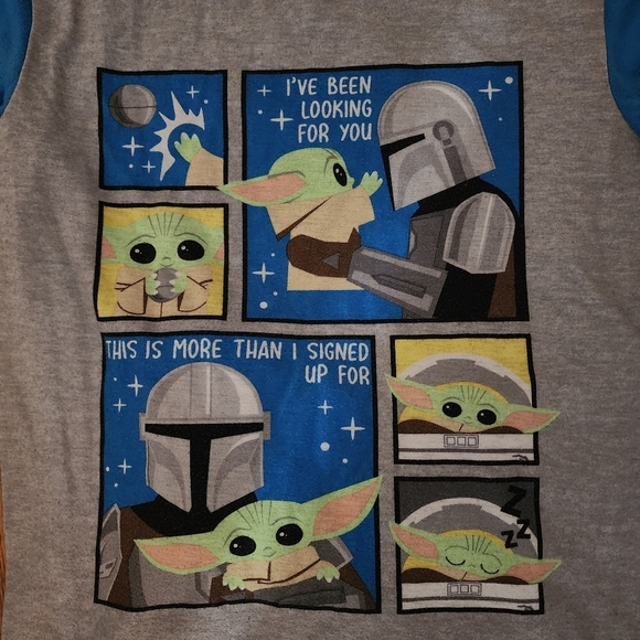 Star Wars Mandalorian blue and gray short sleeve pajama set Size L - Picture 2 of 12